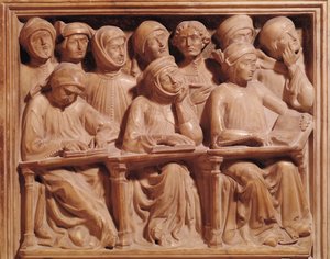 Groep studenten uit Bologna, van het graf van Giovanni da Legnano